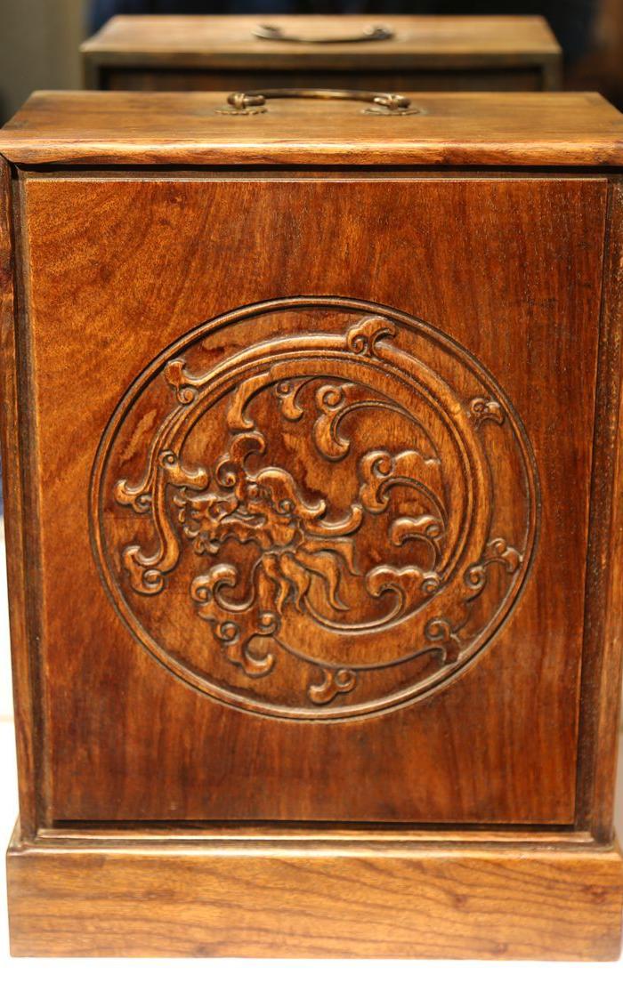 明清木器 黄花梨雕龙首饰盒 珠宝盒药箱 特价包邮_华夏古玩城_华夏收