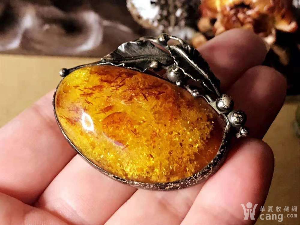 德国19世纪天然波罗的海老蜜蜡爆花 手工老银胸针 吊坠