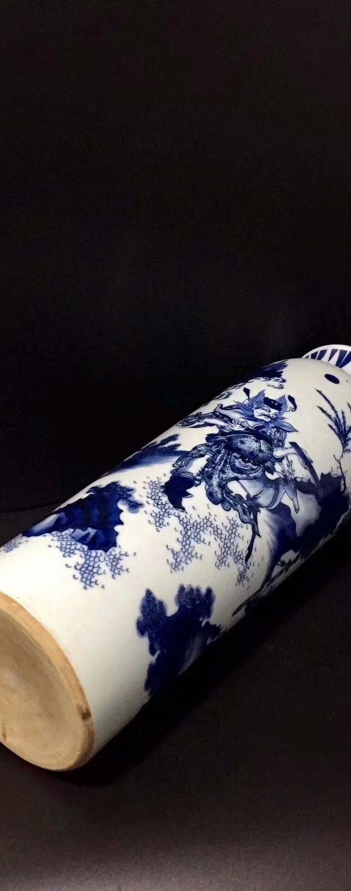 崇祯青花人物直筒瓶_华夏古玩城_华夏收藏网