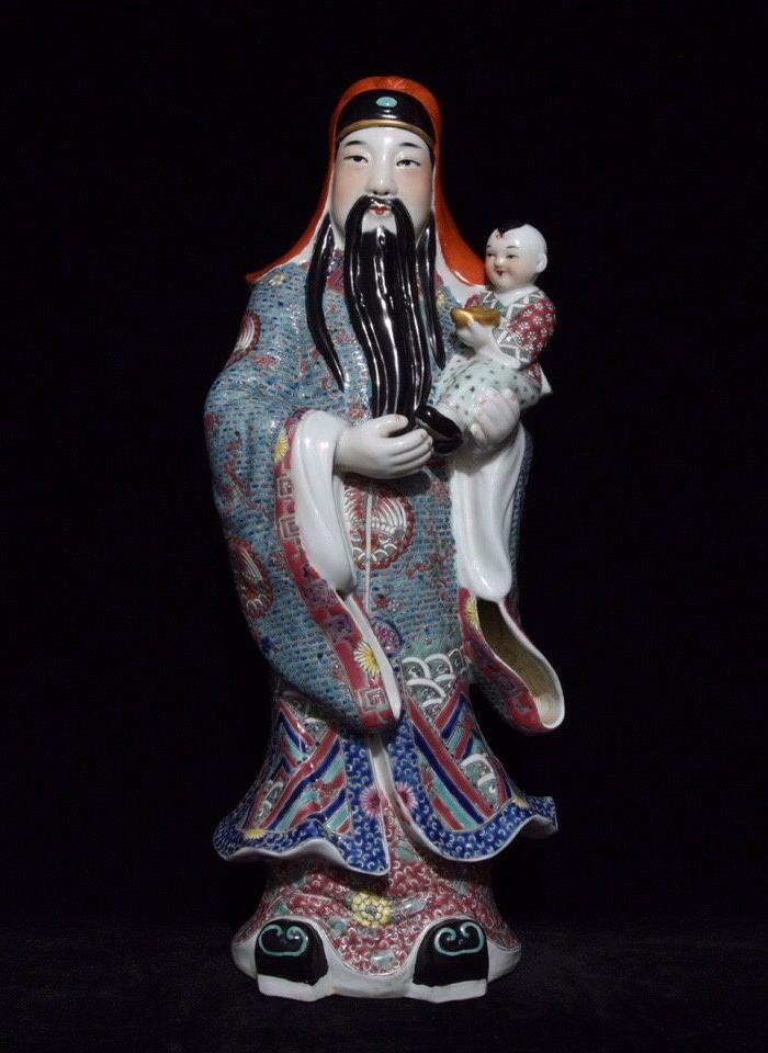 福建会馆款福禄寿三星雕像 年代:民国 艺术类别:粉彩 表现形式:塑像