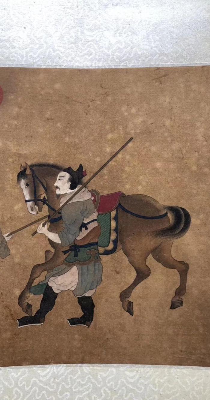 宋末元初赵孟頫绢本人马画一副