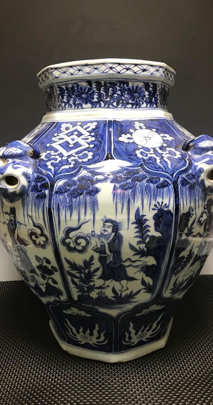 元青花八仙人物虎头罐.