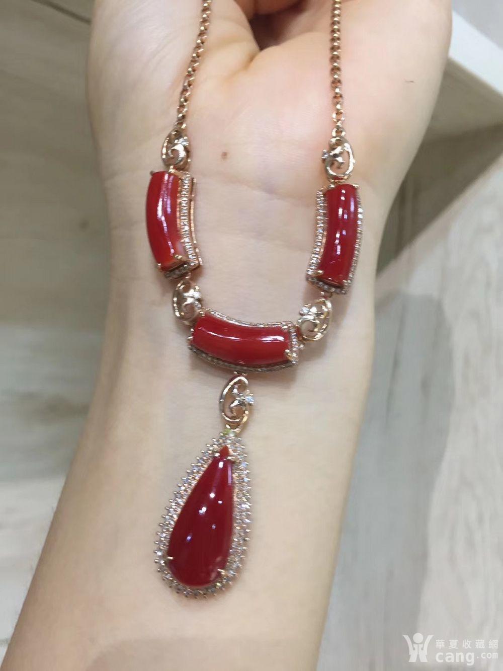 18k阿卡牛血红珊瑚晚装项链