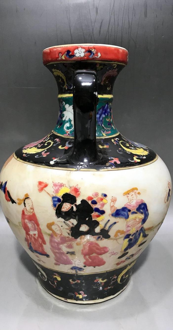 粉彩双耳花瓶,人物故事_华夏古玩城_华夏收藏网