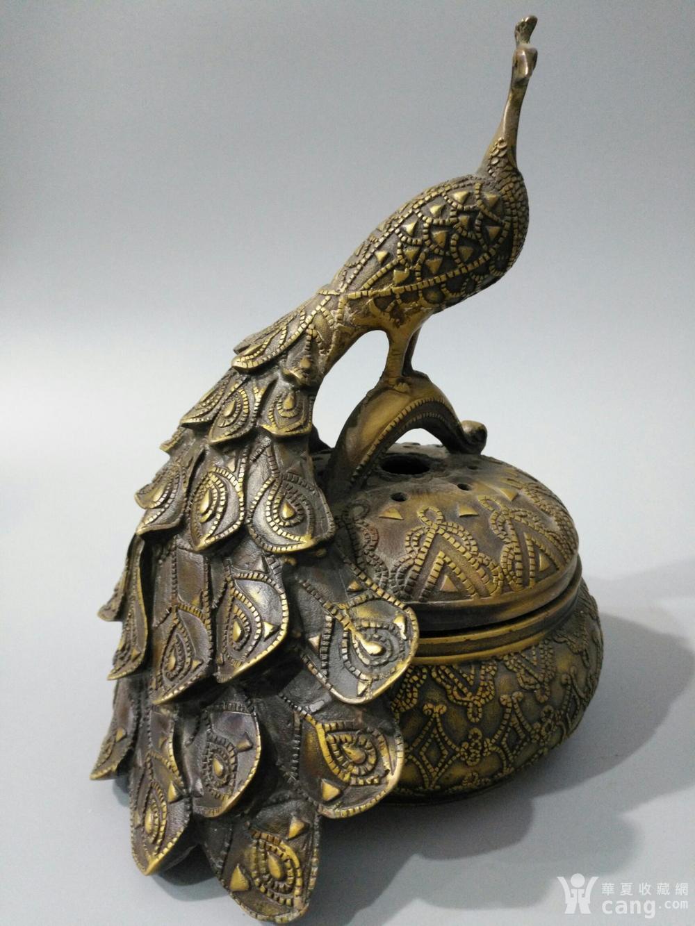 旧藏大清御制黄铜 孔雀熏香炉 一件