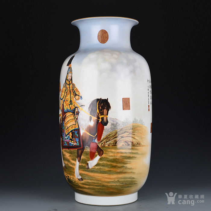 华夏古玩城 瓷器 其它 唐英督造郎世宁绘珐琅彩乾隆大阅图灯笼瓶