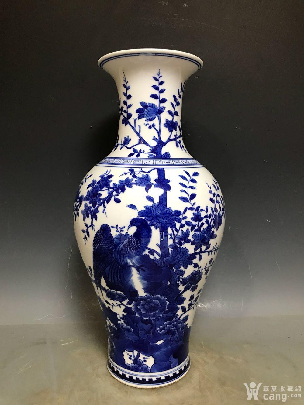 清康熙青花花鸟鱼尾瓶