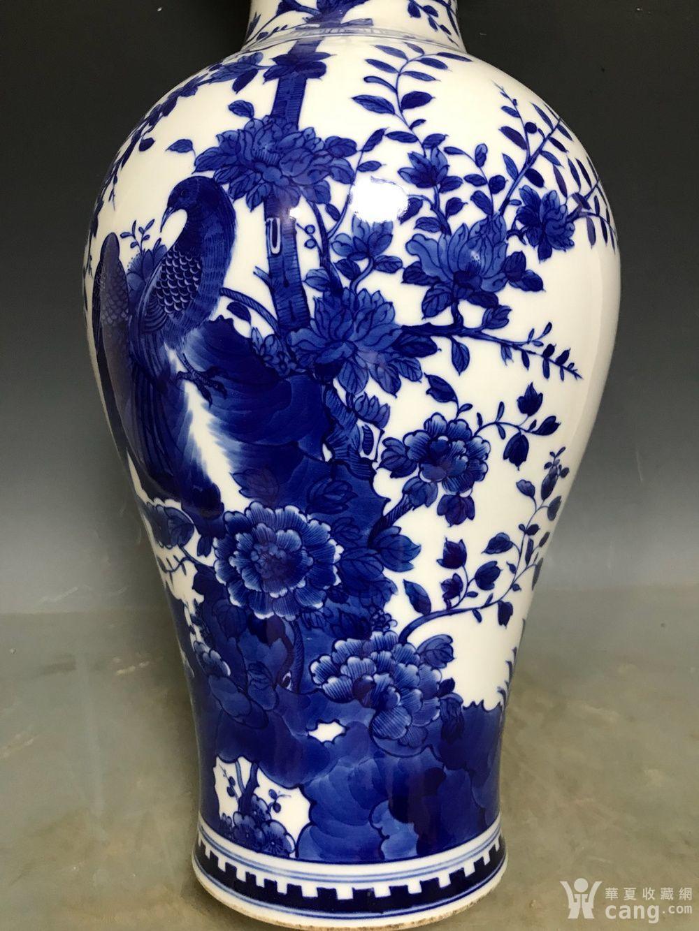 清康熙青花花鸟鱼尾瓶