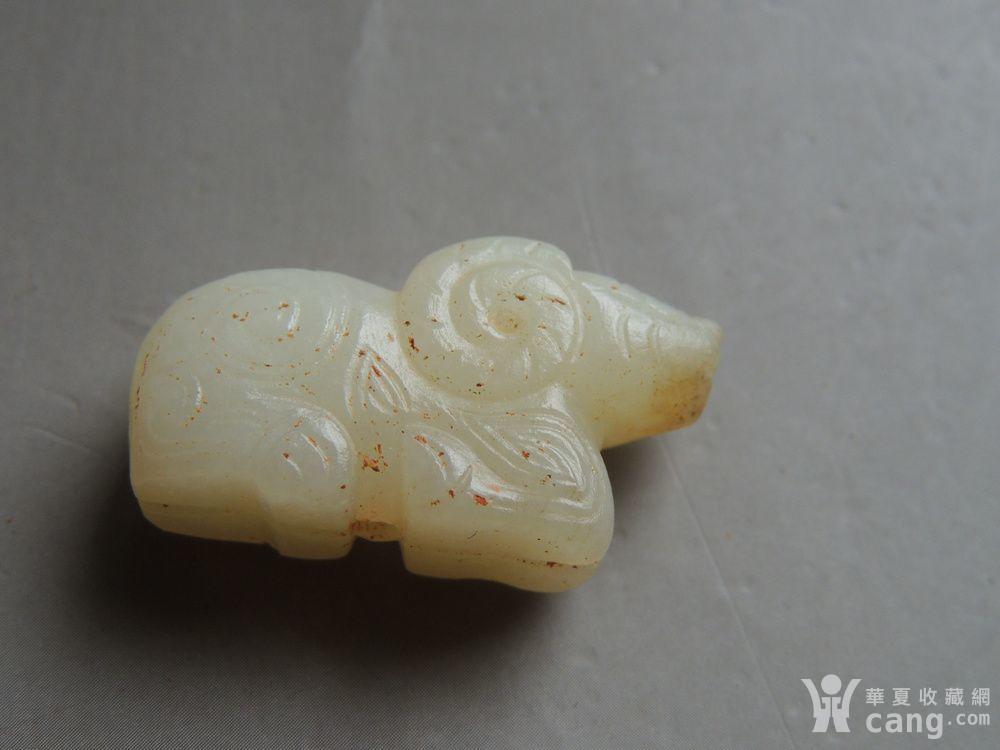 和田籽料西周纹小卧羊挂件