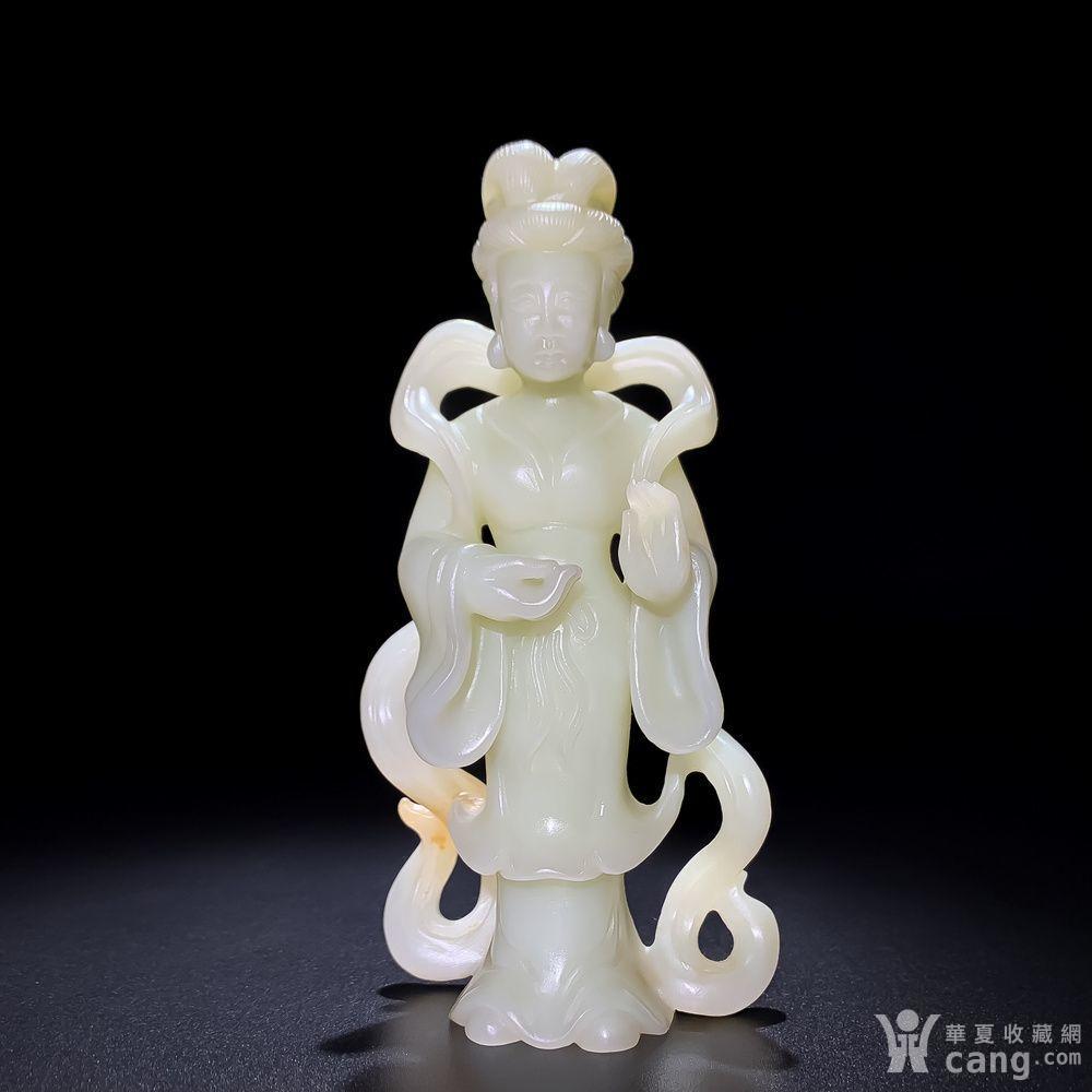 清代和田玉雕飞天仙女人物摆件 玉仕女和田玉山料明清玉雕摆件