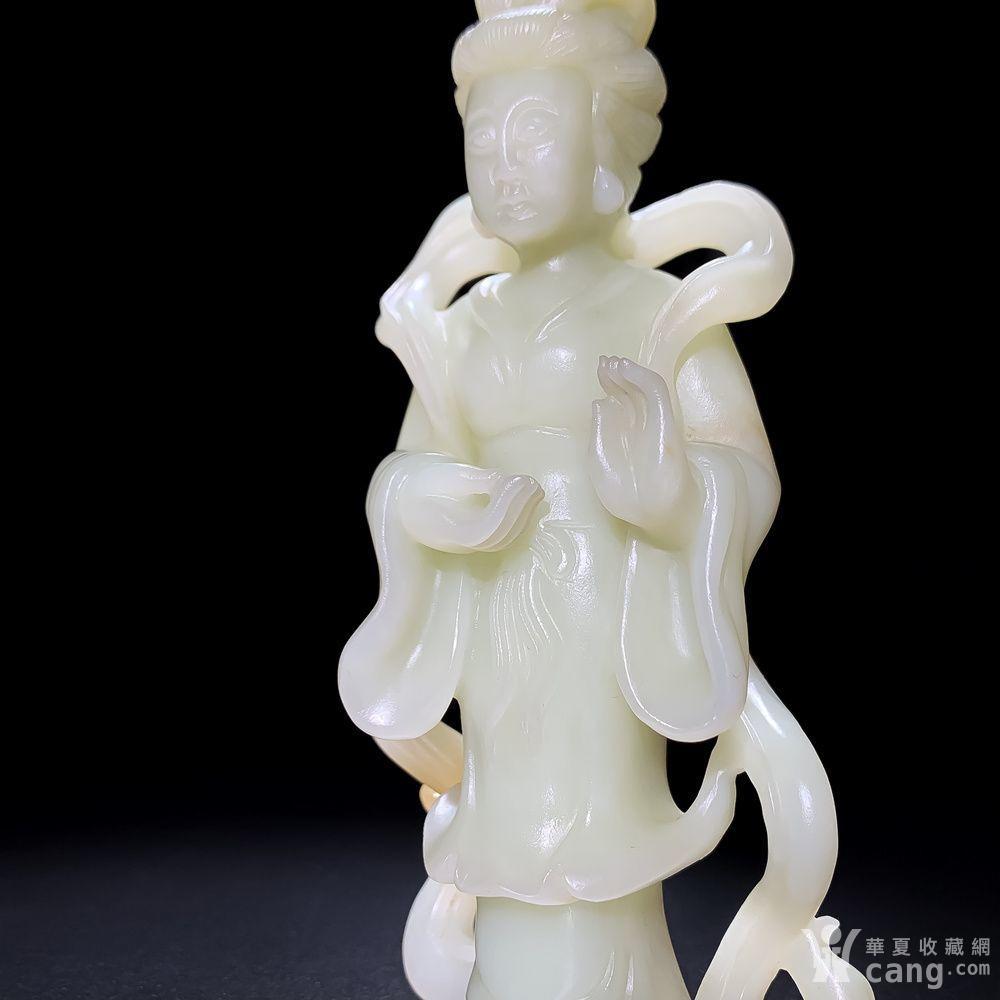 清代和田玉雕飞天仙女人物摆件 玉仕女和田玉山料明清玉雕摆件
