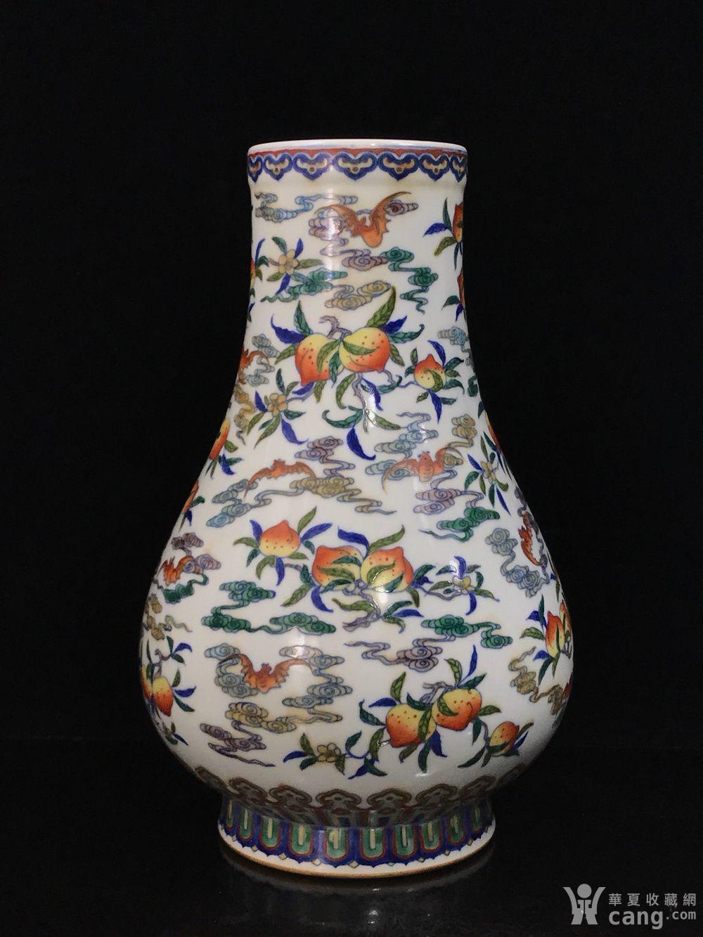 清雍正斗彩蝙蝠折枝桃花果纹福筒33.5 20
