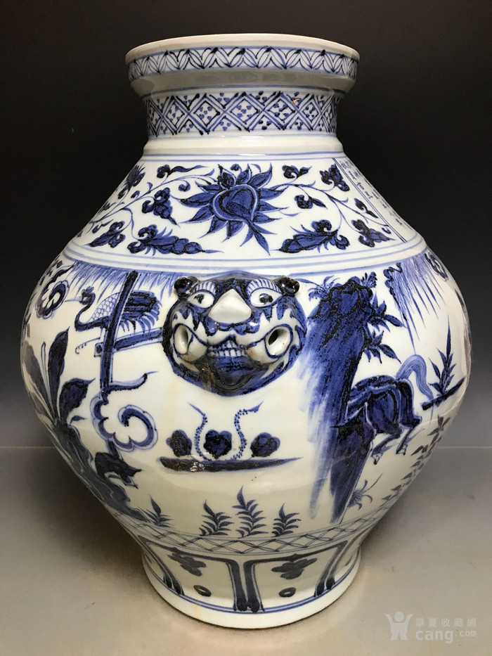 元青花人物故事纹兽头罐_华夏古玩城_华夏收藏网