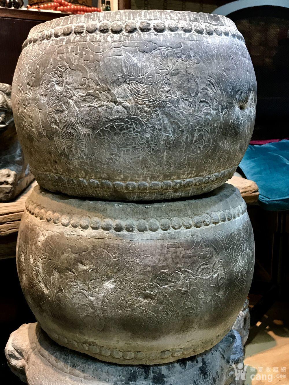 明清满工石鼓一对