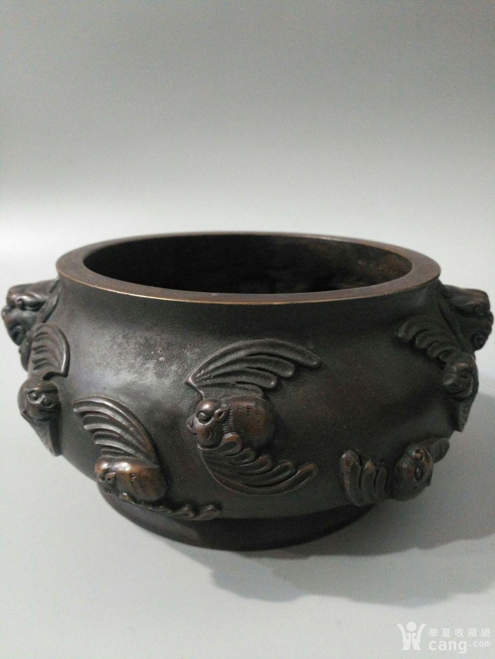 仿古工艺品 杂项 红铜松月仁款 五福临门 香炉一件