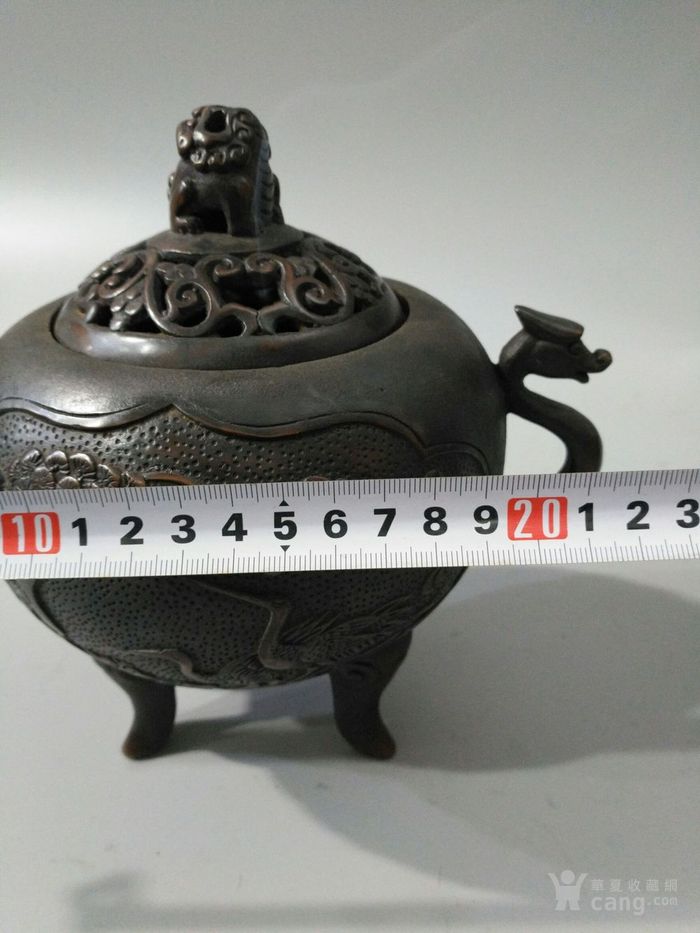 红铜云谷款 松he同春 熏香炉一件