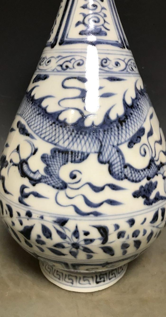 元青花龙纹玉壶春瓶_华夏古玩城_华夏收藏网