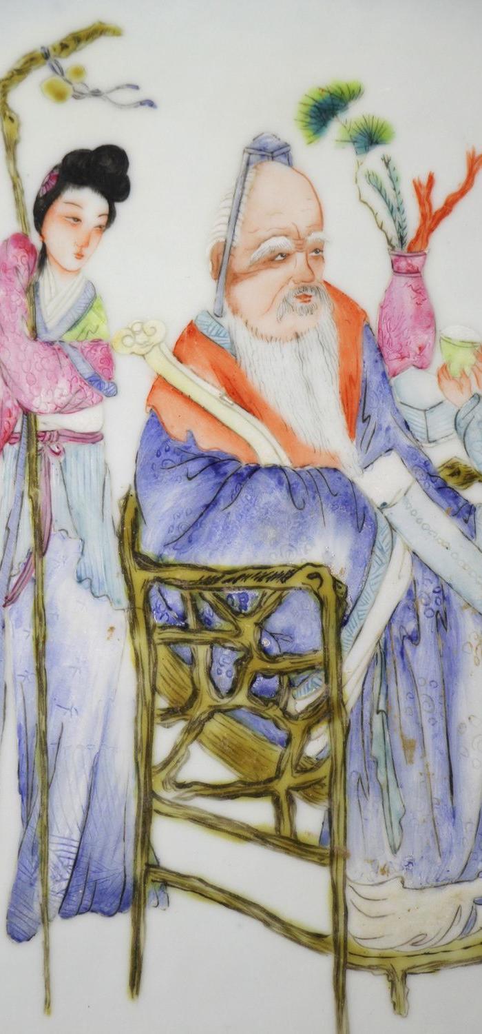 民国精品粉彩人物故事纹瓷板