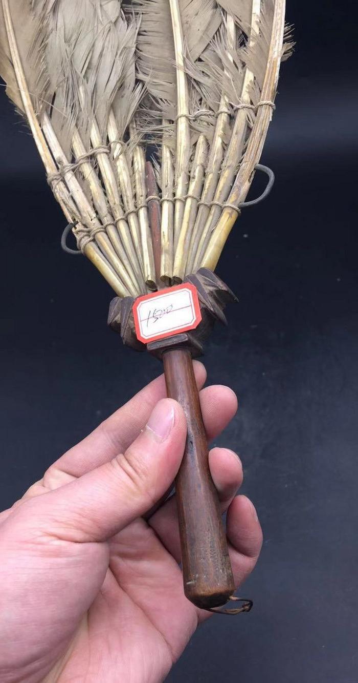 清代老黄杨木鹅毛扇