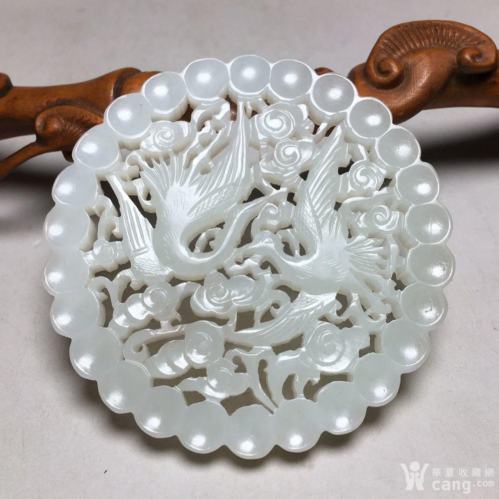 精品和田玉镂空雕比翼双飞牌