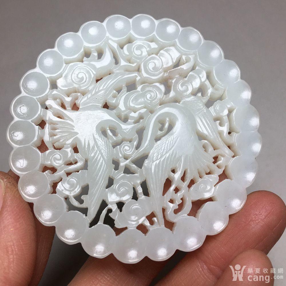 精品和田玉镂空雕比翼双飞牌
