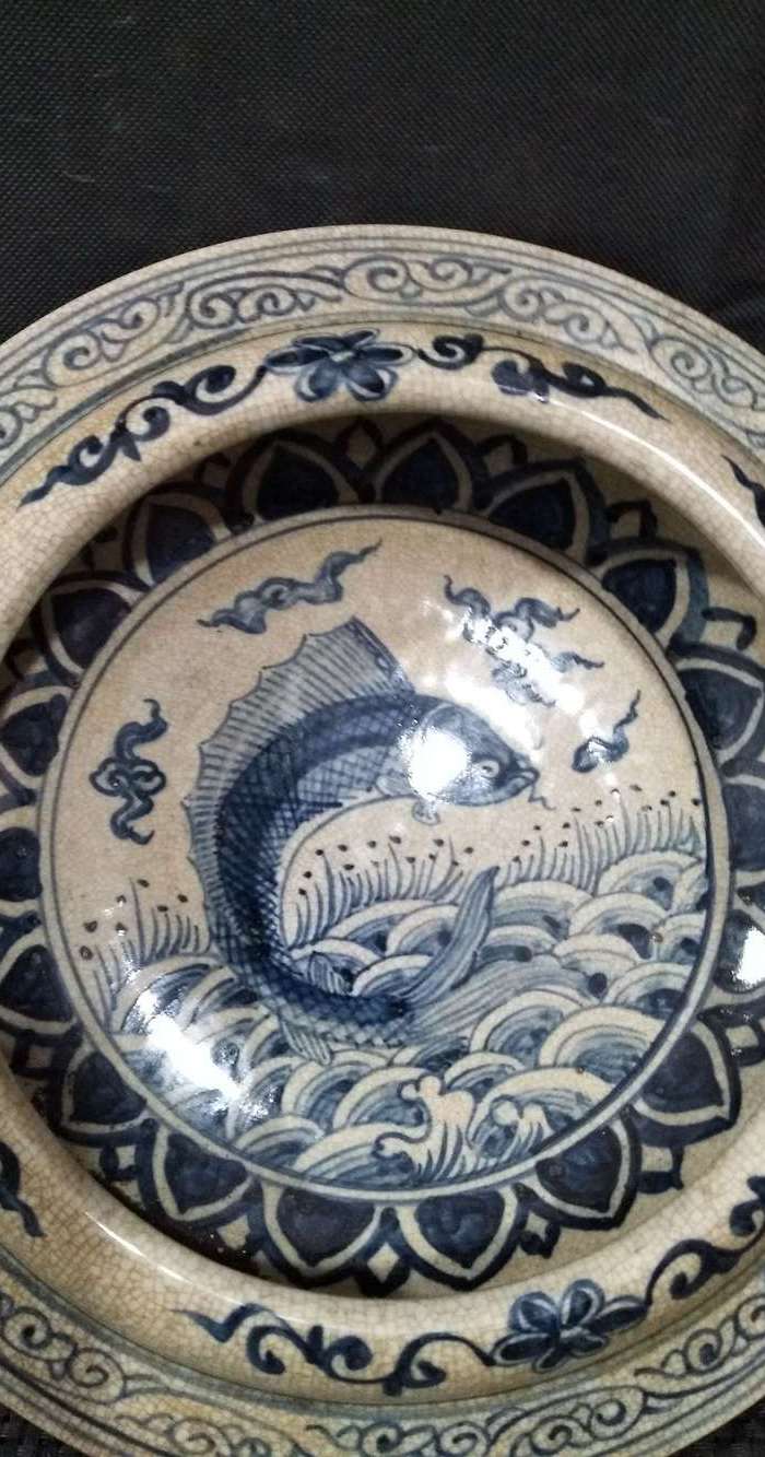 大明宣德年制,手绘青花笔洗