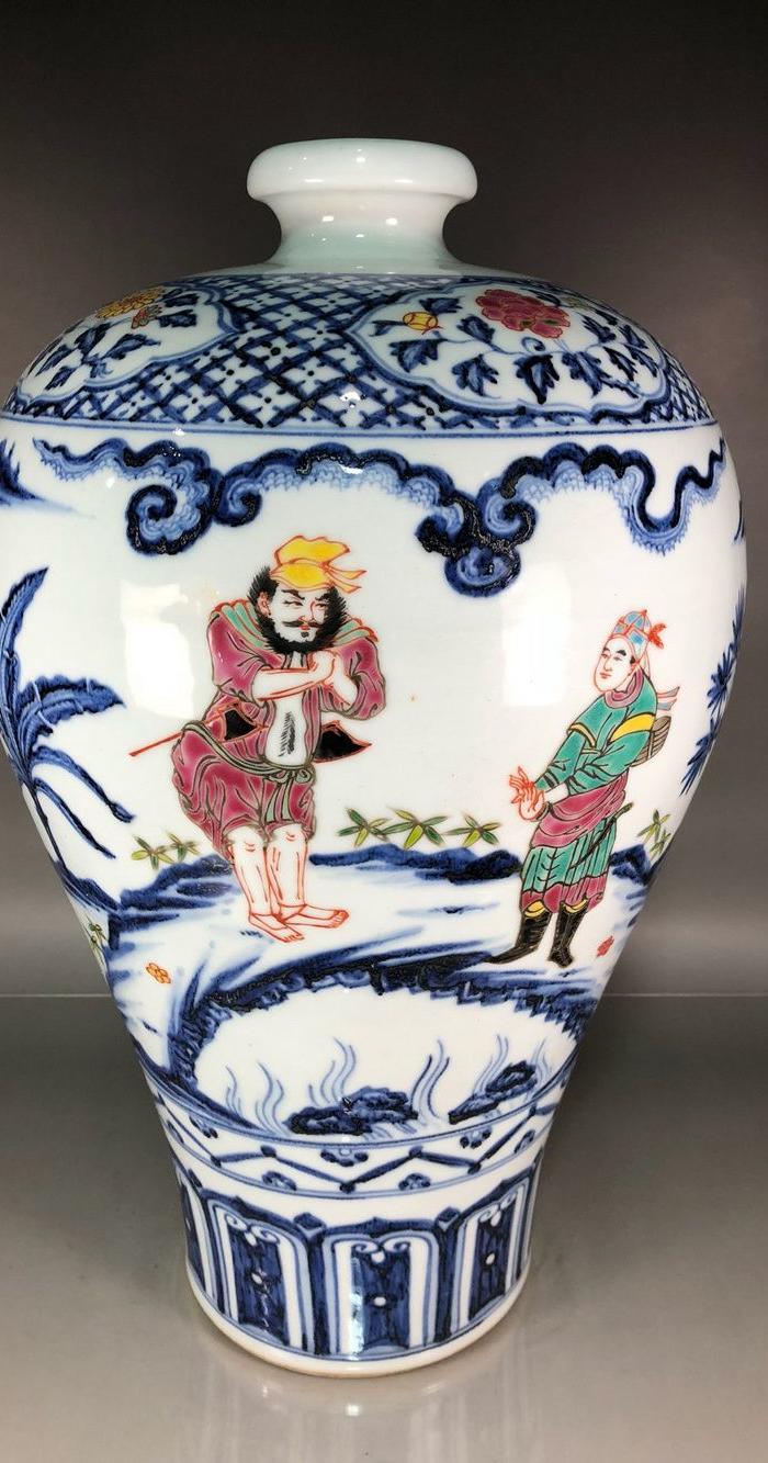 明代宣德青花五彩人物故事梅瓶_华夏古玩城_华夏收藏网