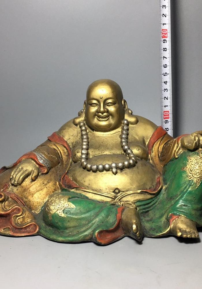 纯铜彩绘弥勒佛像大肚笑佛布袋弥勒佛