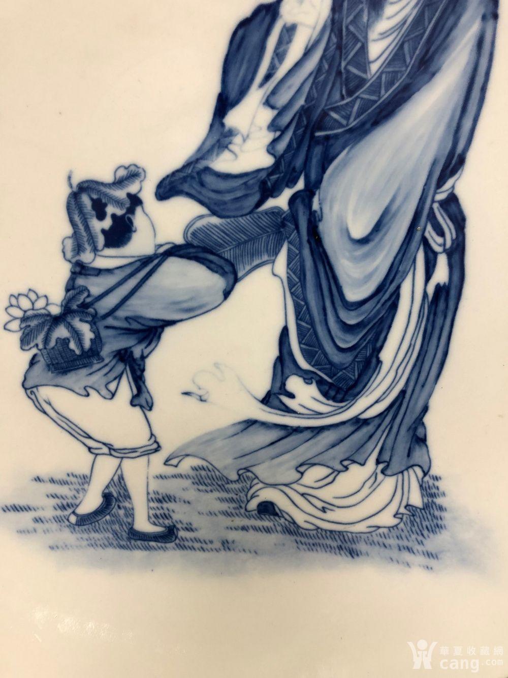 清,青花人物纹盘,王步款