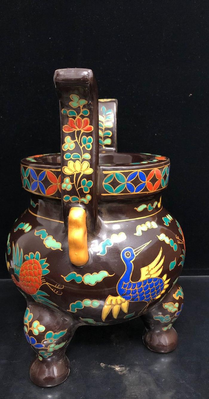 清,彩绘凤纹三足香炉_华夏古玩城_华夏收藏网