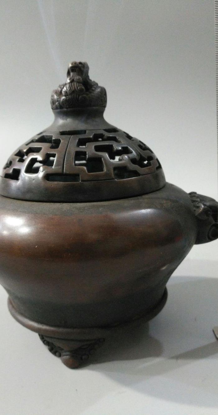 红铜 祥龙熏香炉 一件