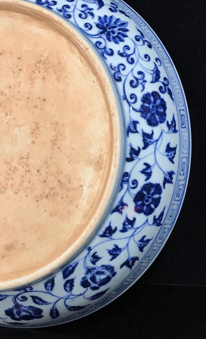 明宣德青花花鸟喜事连连盘子