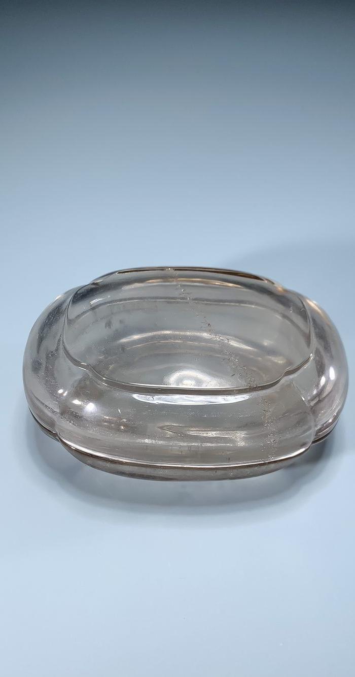 清 水晶海棠形盖盒胭脂盒水晶粉盒 古代水晶盒海外回流水晶盒子