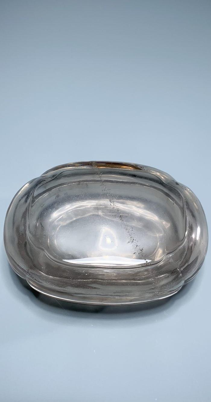 清 水晶海棠形盖盒胭脂盒水晶粉盒 古代水晶盒海外回流水晶盒子