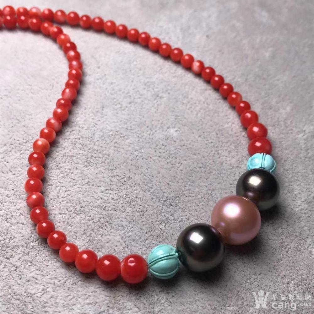 精品阿卡红珊瑚珍珠项链_地摊交易_华夏收藏网