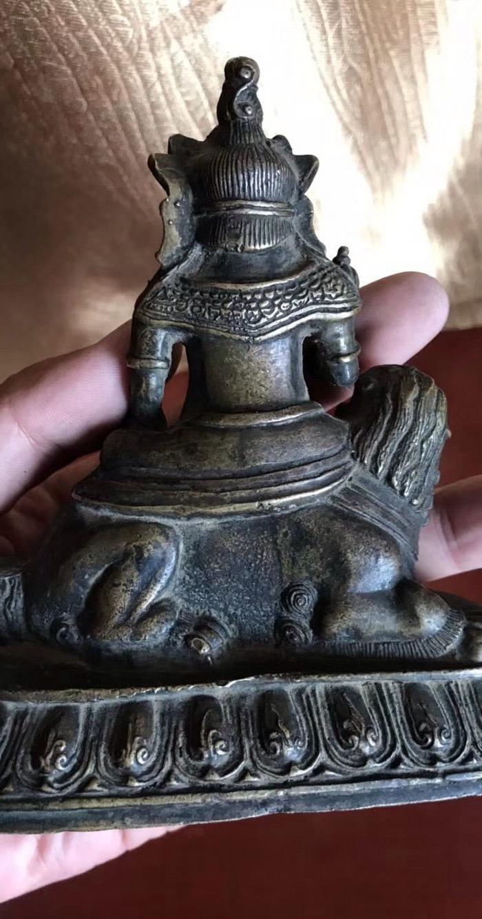 欧洲回流 清 黄财神铜佛像 无封底