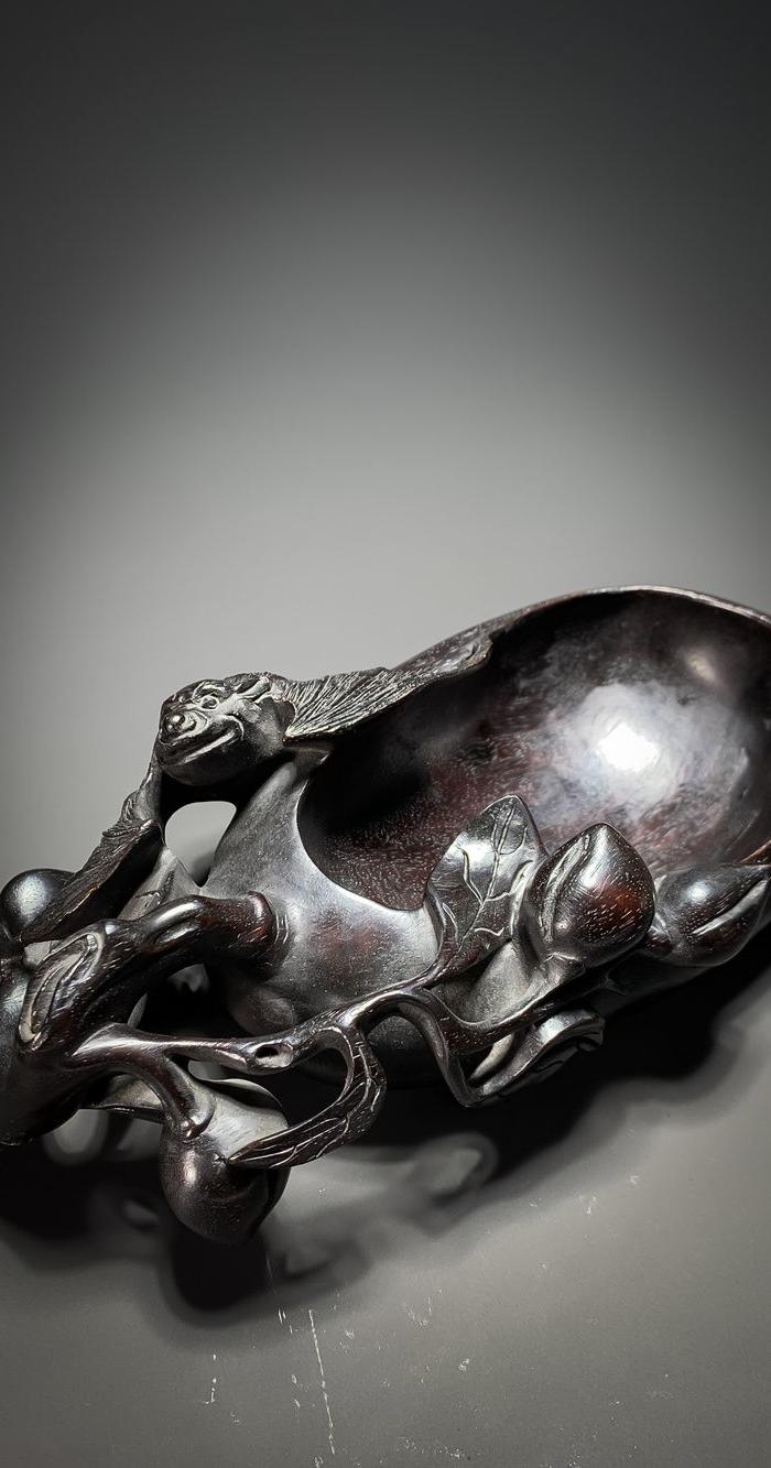 桃形文房笔掭笔觇 明清紫檀木雕拆房紫檀精品紫檀_华夏古玩城_华夏