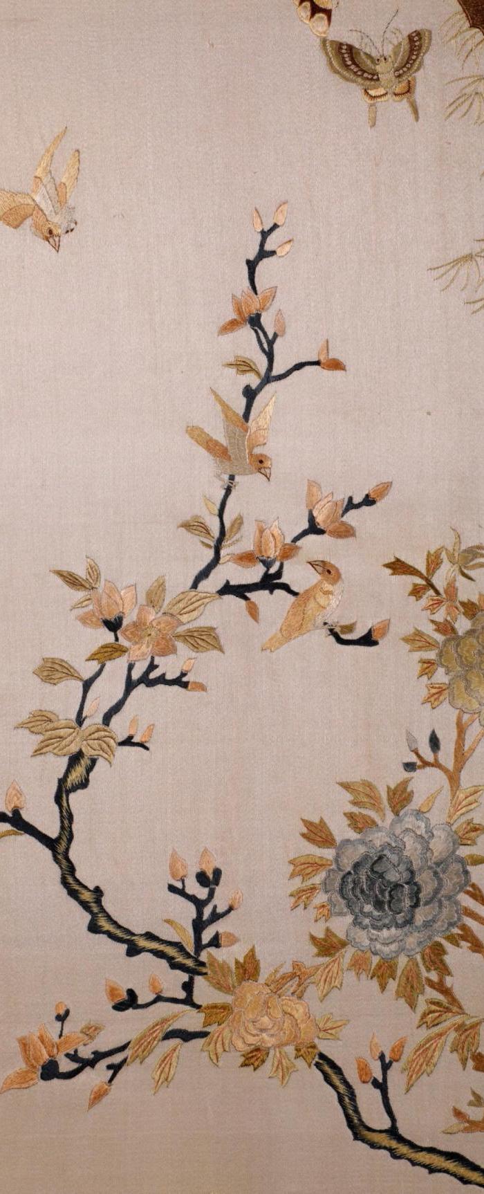 清代 花鸟缂丝挂屏一对