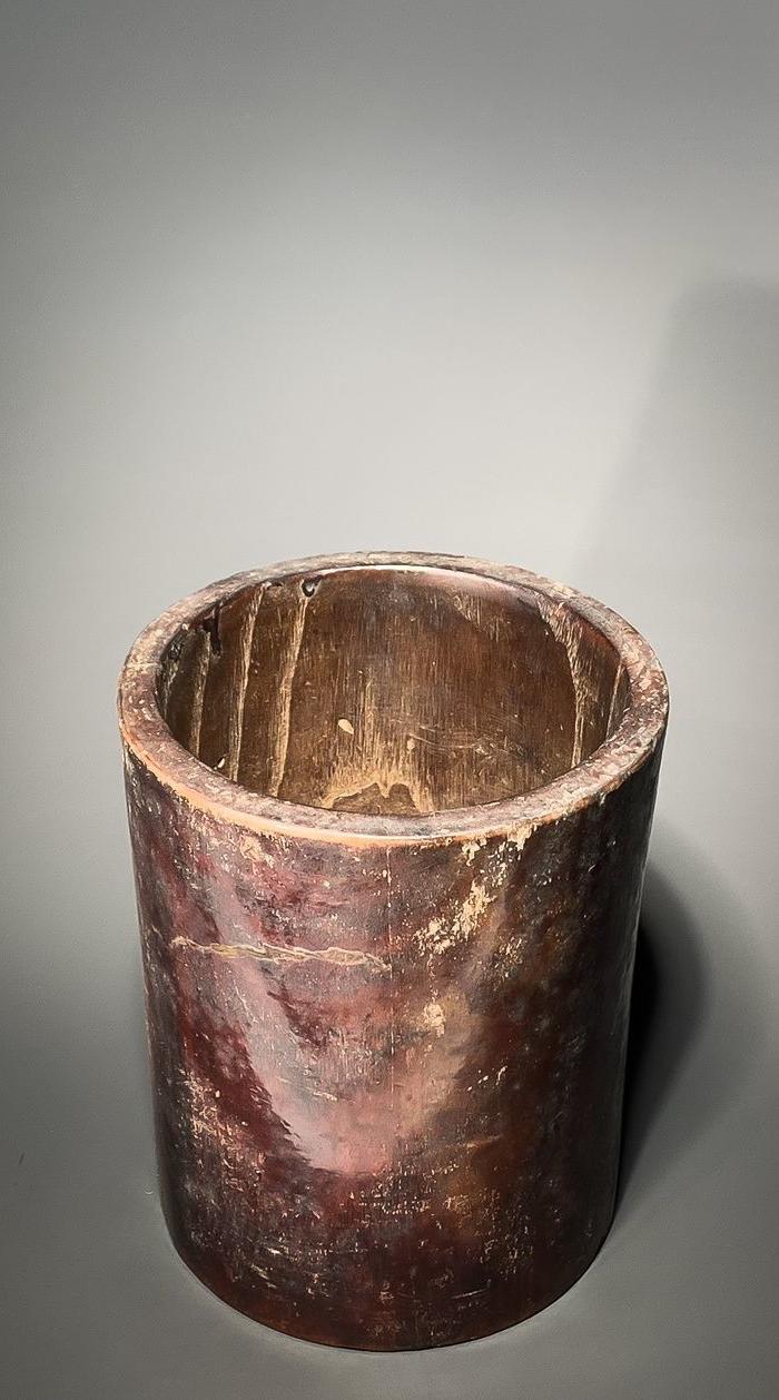清代 黄杨木大漆笔筒 古代文房笔筒竹木笔筒 老木器木雕老红木