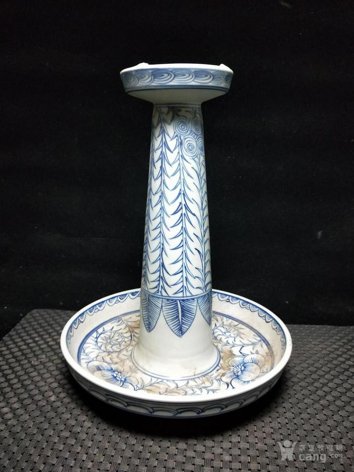 青花釉蜡烛台