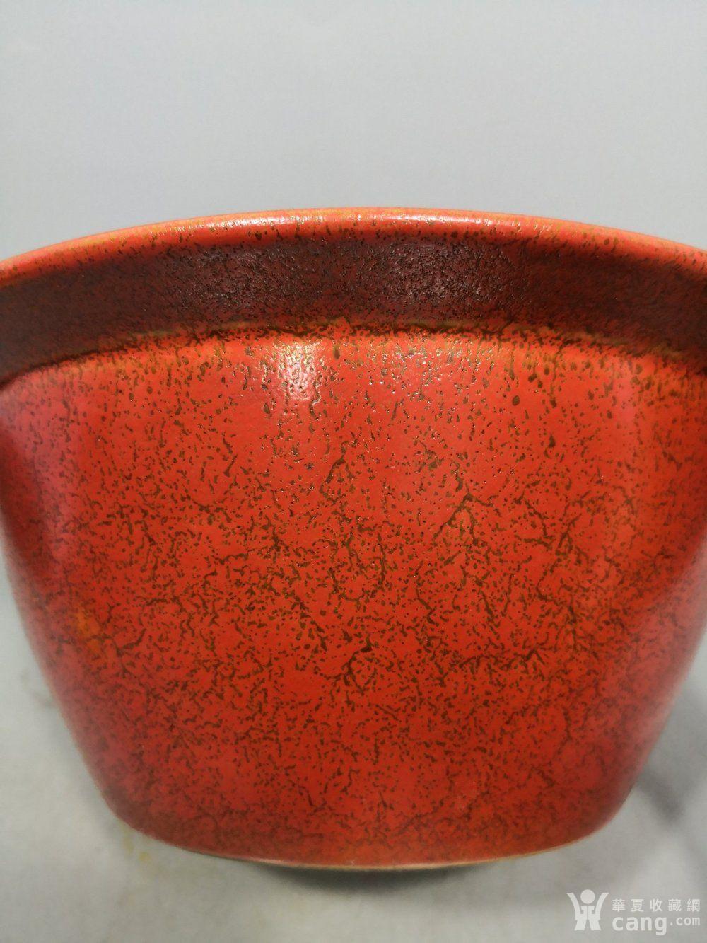 清 橘皮釉季红大碗