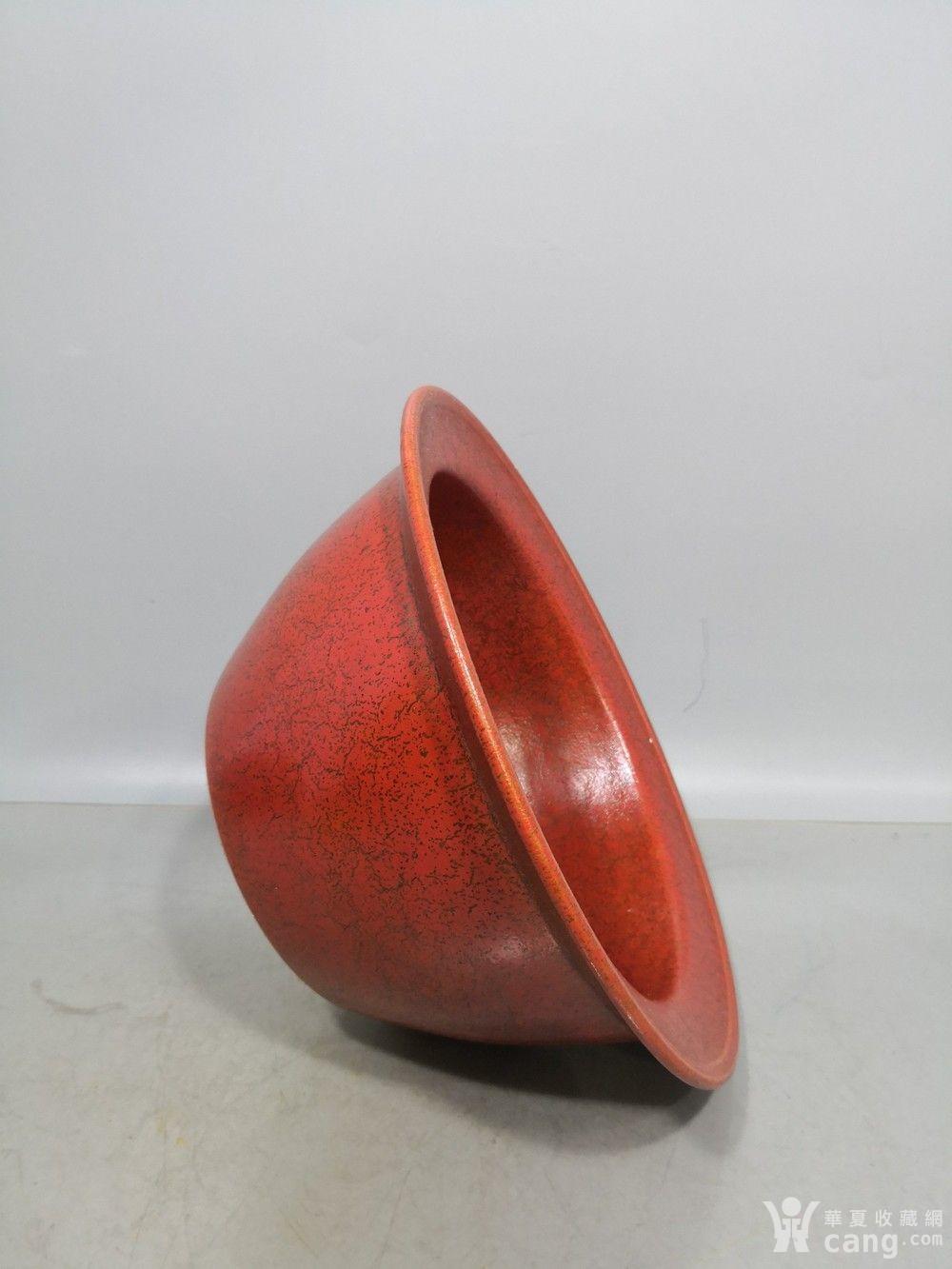 清 橘皮釉季红大碗