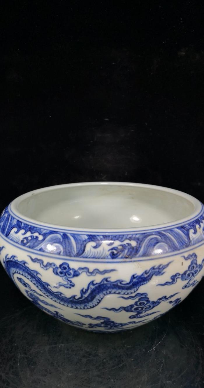 明宣德青花龙凤纹笔洗
