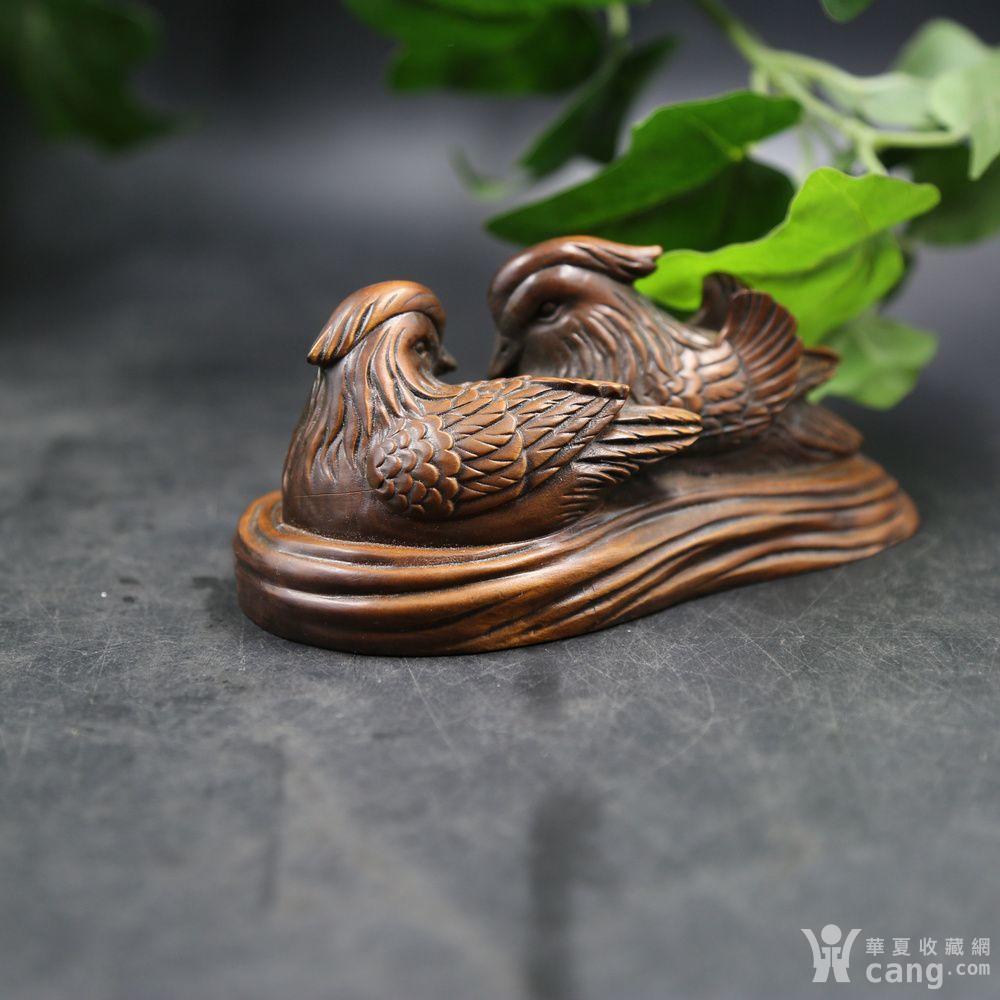 黄杨木雕鸳鸯戏水摆件 特价包邮