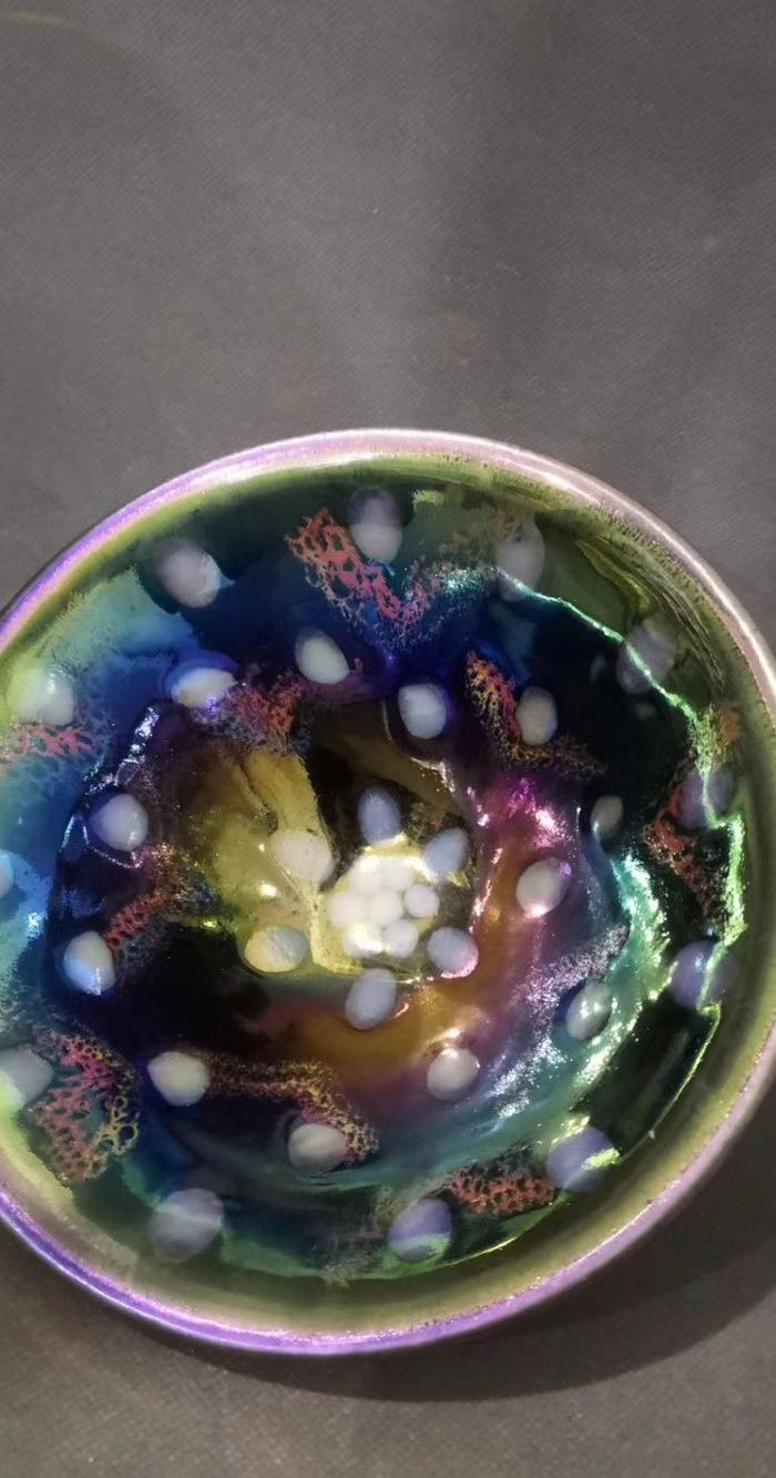 宋建窑窑变七彩大茶盏