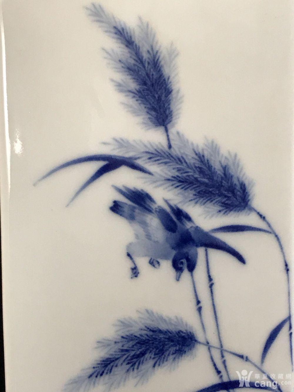 民国王步作青花芦雁图四方镶器帽筒37 14