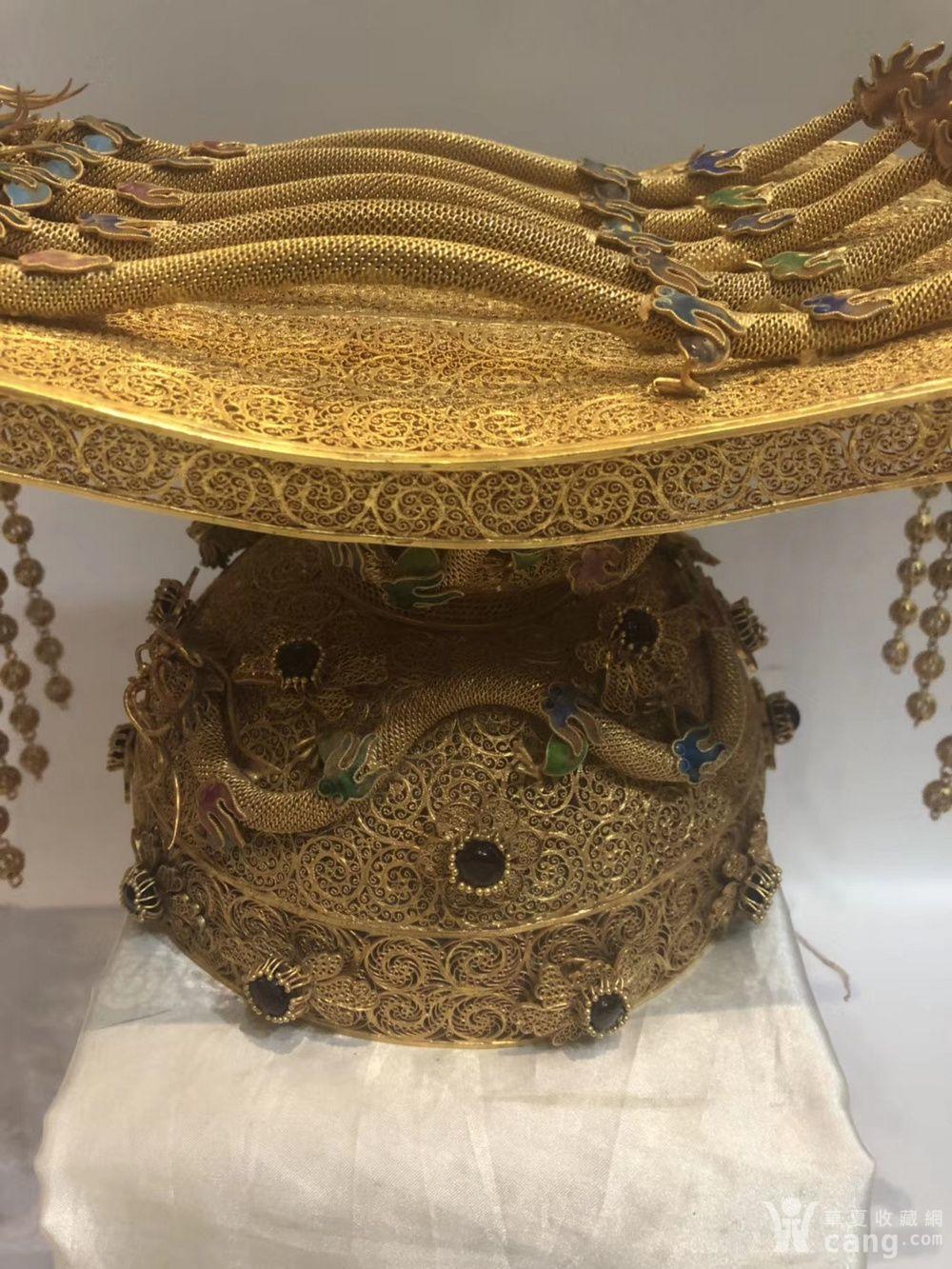 明代银鎏金龙冠