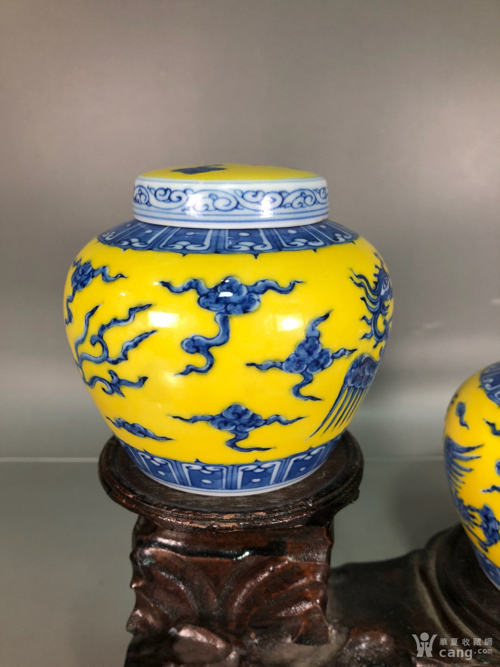 仿古工藝品 瓷器 明代嬌黃釉青花鳳紋薄胎天字罐 報價記錄 服務保障