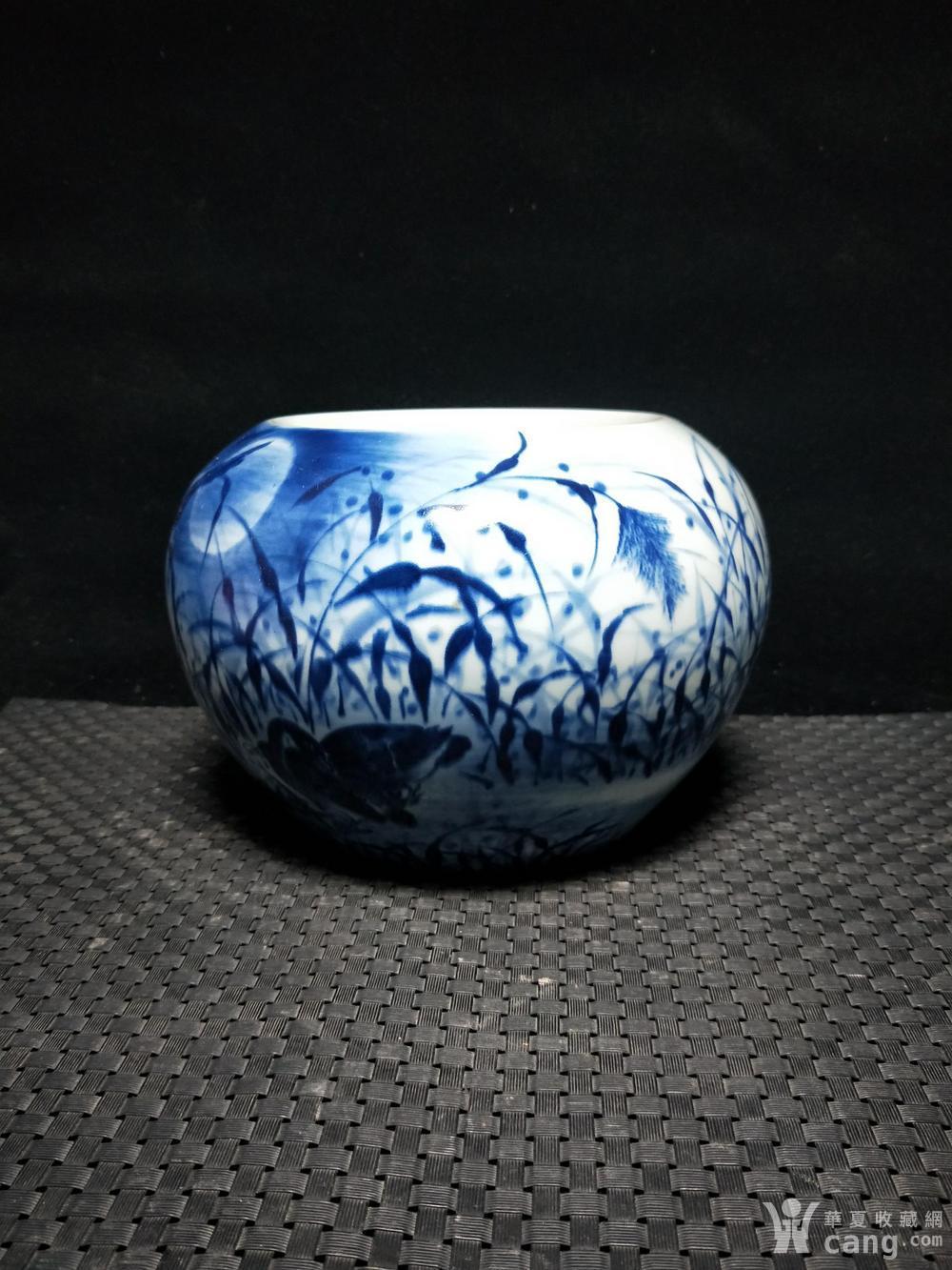 青花水草纹笔洗_地摊交易_华夏收藏网