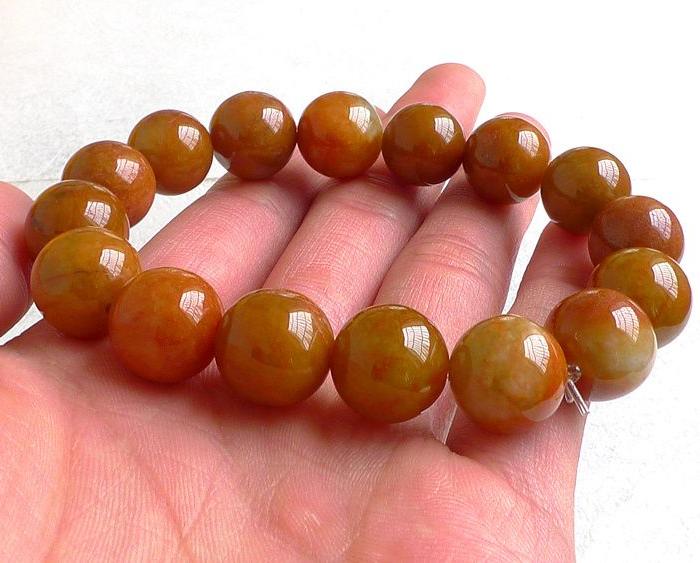 润玉楼 天然a货翡翠 0320 黄翡圆珠手链